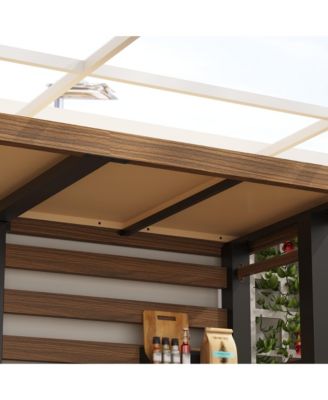 8x5 FT Galvanized Steel Frame Stainless Steel Tabletop Cedar Roof Outdoor Bar