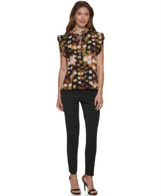 Petite Short-Sleeve Ruffled Blouse Top