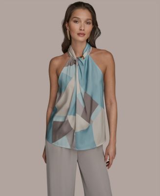 Women's Printed Twist Halter Neck Top