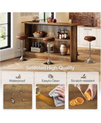 2-Tier Kitchen Storage Island, 63-Inch Bar Cabinet, Brown