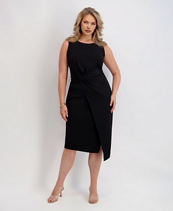 black wedding guest dress plus size Ever-Pretty Inclusive Long Sleeve Midi with Pockets for Fall Guests & Holiday Events Is it stretchy Plus Size Wedding Guest Dress