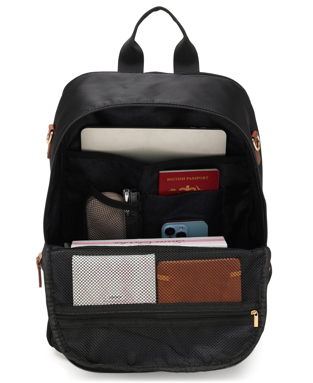 Elle Luxe Journey 18l Twill And Vegan Leather Backpack In Pattern