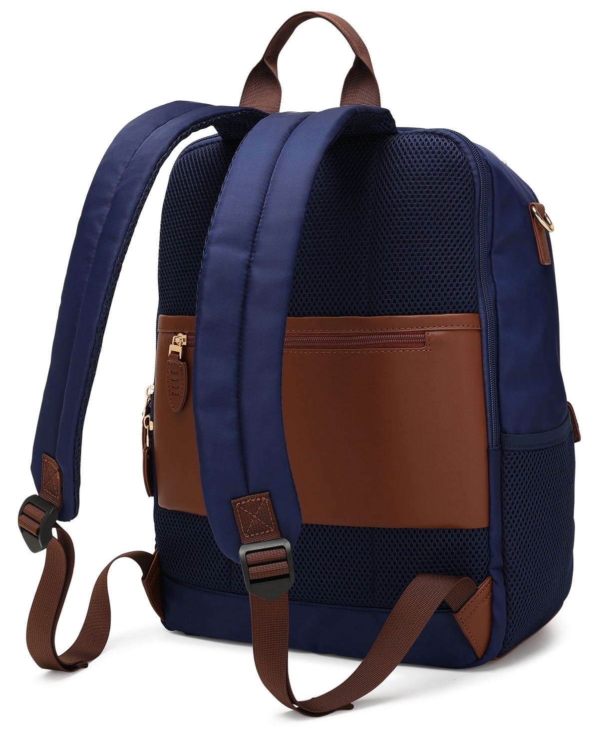 Elle Luxe Journey 15.5" Twill And Faux Leather Backpack In Blue