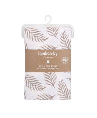 Baby Signature Taupe Leaves Print Organic Cotton Fitted Crib Sheet