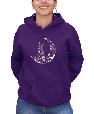 Women's Cat Sitting On Moon Word Art Long-Sleeve Sweatshirt