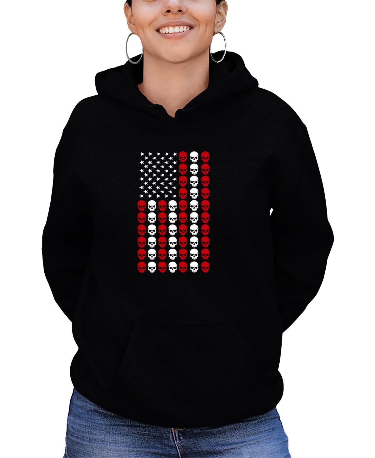 La Pop Art Women's Skull Flag Word Long Sleeve Sweatshirt