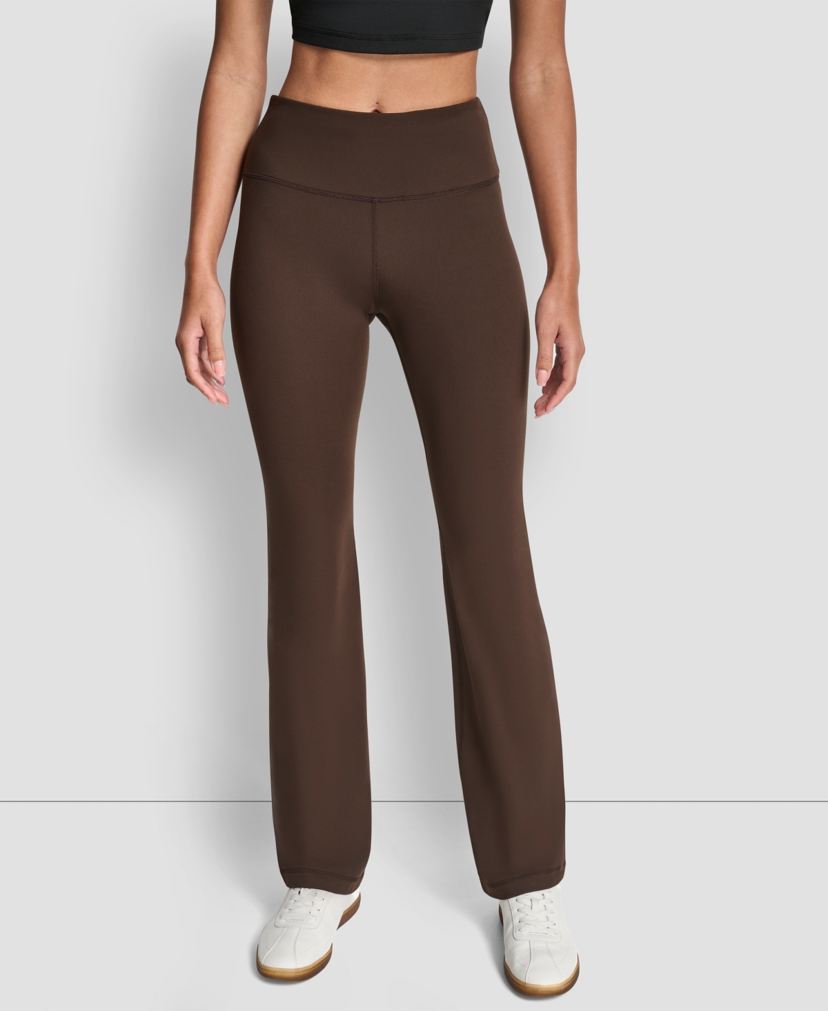 Dkny Women's Balance Compression High-waist Flared Leggings In Brown
