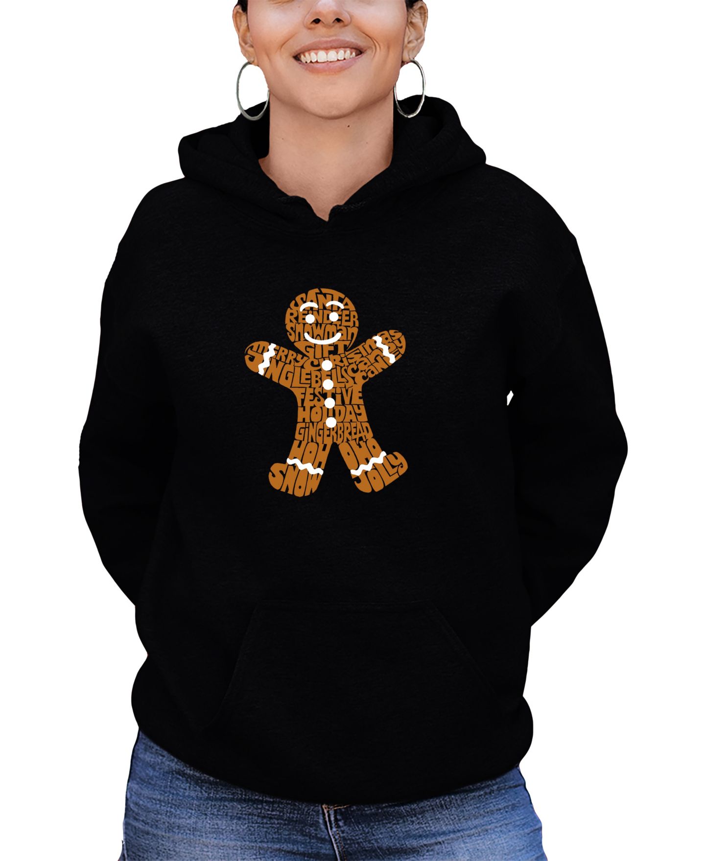 Женская толстовка LA Pop Art Gingerbread Word Art Long-Sleeve, цвет: Чёрный — фото 1