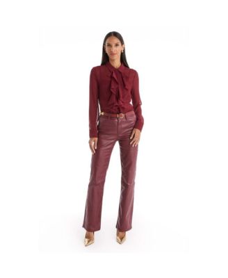 Women's Georgia Semi-Sheer Blouse - Burgundy