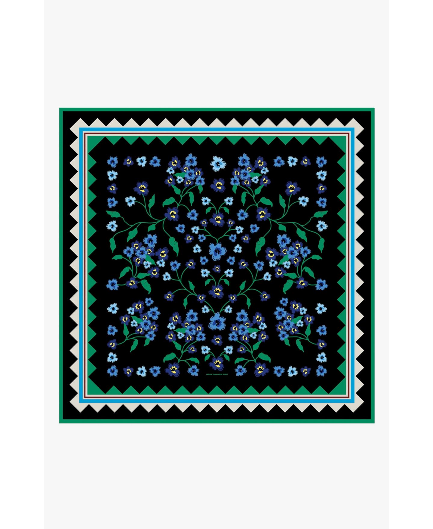 Женский шарф Jessie Zhao New York Garden Nocturne Double Sided Silk, цвет: Чёрный — фото 1
