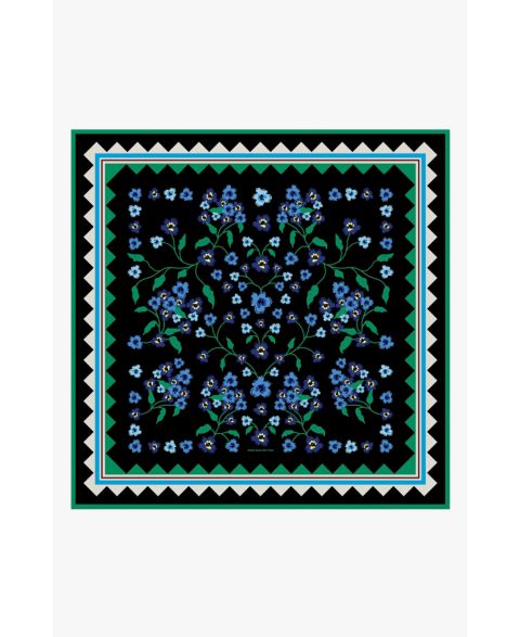 Женский шарф Jessie Zhao New York Garden Nocturne Double Sided Silk, цвет: Чёрный