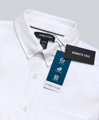 Men's Slim-Fit Plain White Performance Long-Sleeve Button-Down Shirt