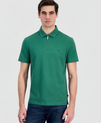 Men's Sleek Regular-Fit 1/4-Zip Piqu&eacute; Polo Shirt