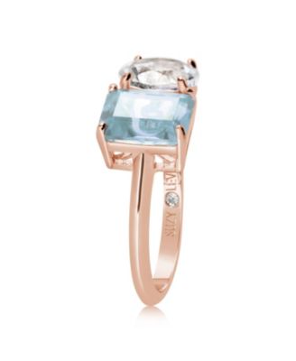 Suzy Levian Sterling Silver Gemstone Toi et Moi Two-Stone Ring