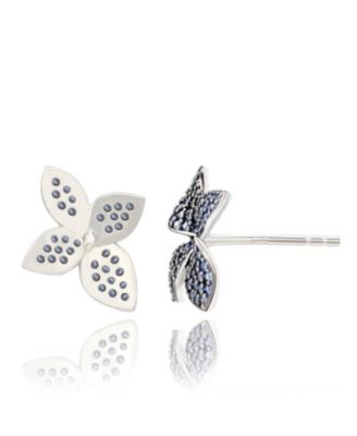 Suzy Levian Sterling Silver Sapphire Flower Earrings