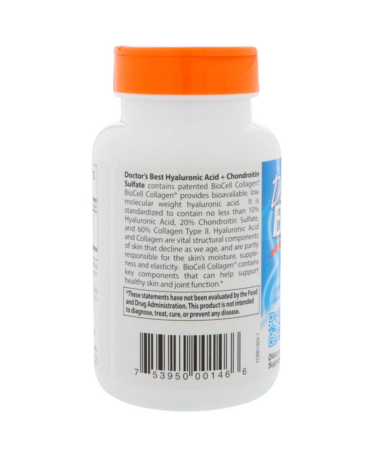 Doctor's Best Hyaluronic Acid + Chondroitin Sulfate with BioCell Collagen - 60 Veggie Caps