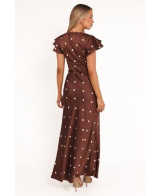 Women's Brown Polka Dot Arella Maxi Dress