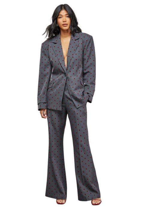 Женский пиджак Warehouse Velvet Spot Blazer, цвет: Серый