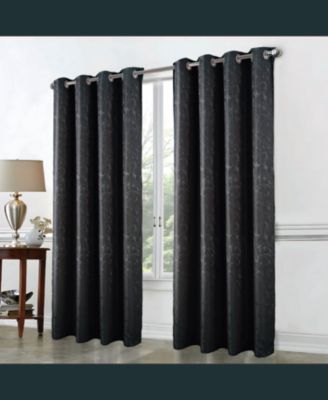 RT Designer Collection Cosmo Shimmer Jacquard Grommet Curtain Panel 54" x 84" Black