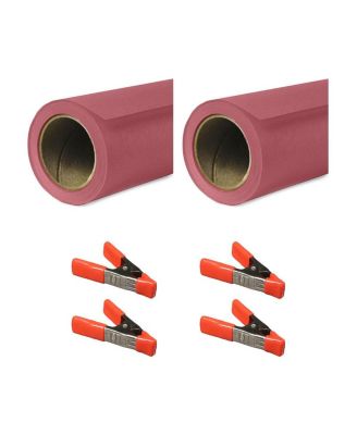 53"x36' Widetone Seamless Background Paper, Rustic, 2-Pack, Bundle with 4x 1-1/4x1" Steel Spring Orange Clamp