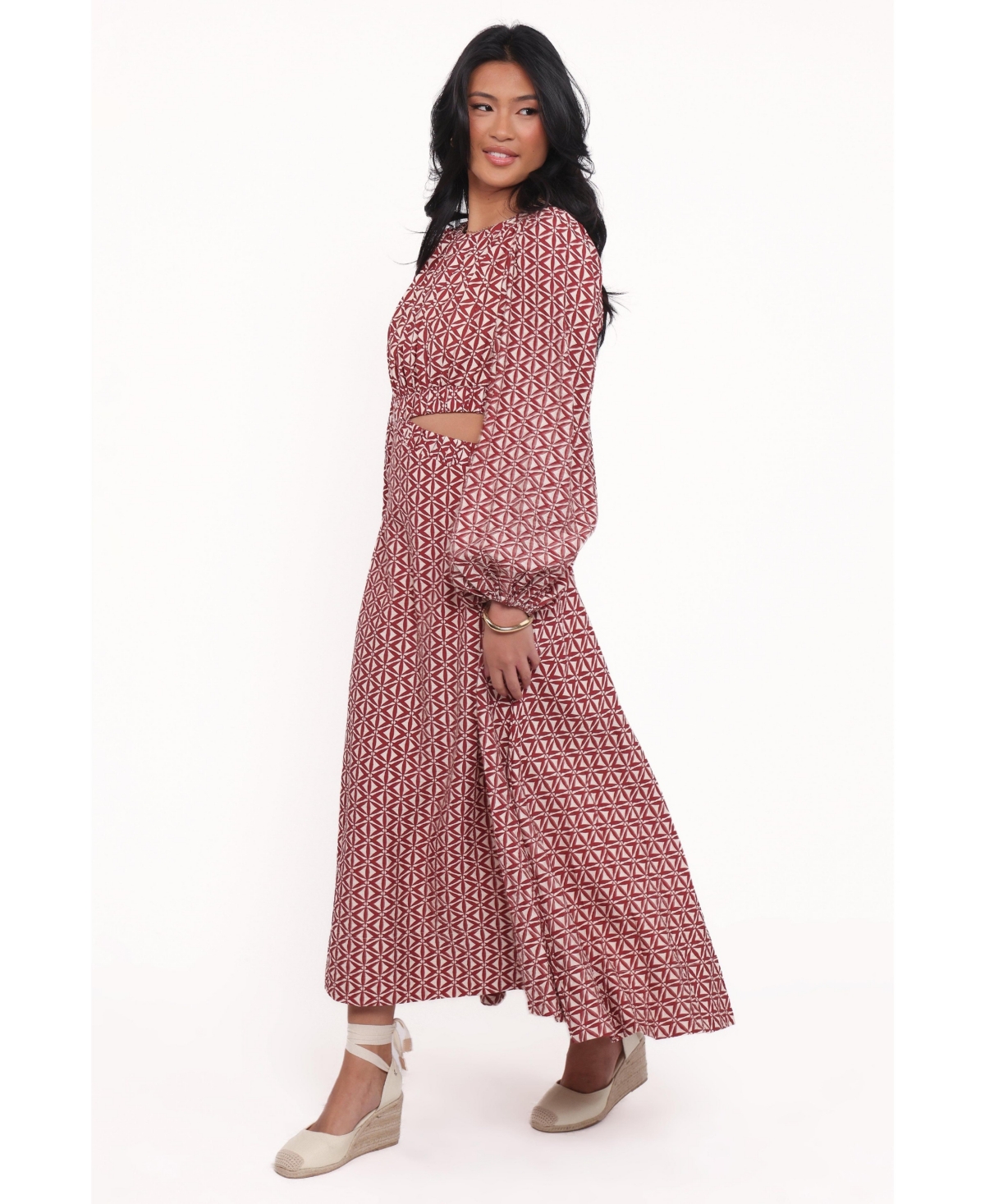 Petal and Pup Women's Ginnee Puff Sleeve Cutout Midi Dress
