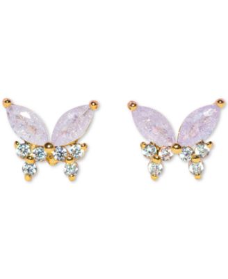 Crystal Lavender Remember Me Butterfly Studs