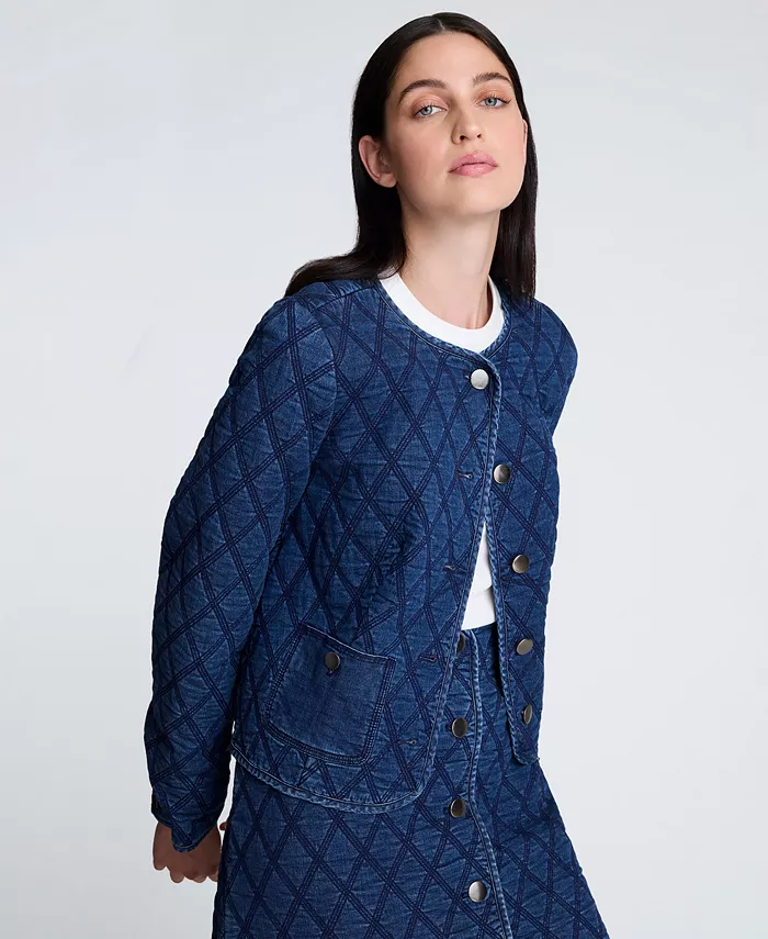 Women's Quilted Collarless Jacket - thumbnail 7