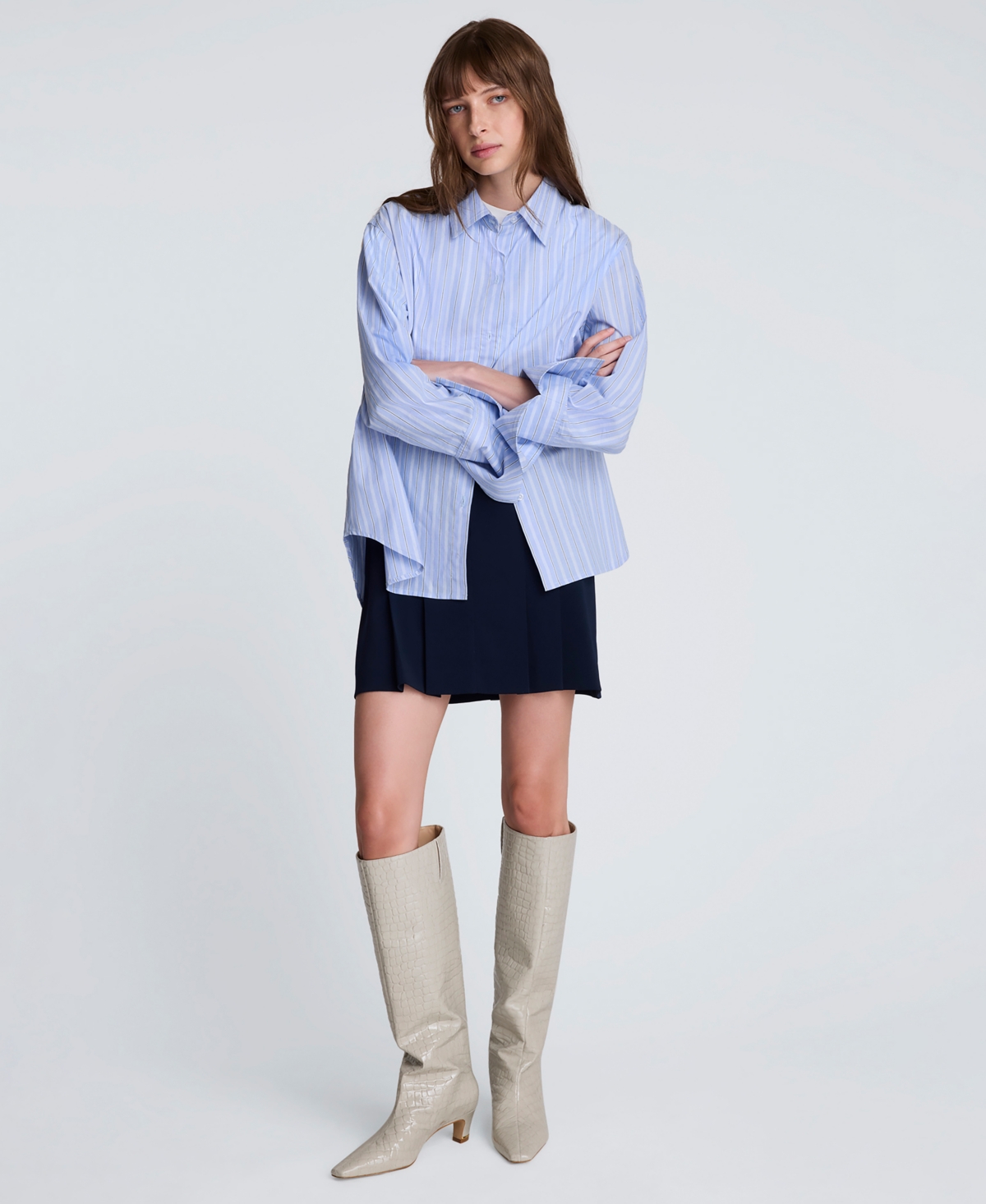 Kenneth Cole Women's Striped Button-down Shirt In Multi