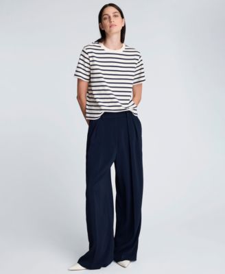 Women's Crewneck Striped Boxy T-Shirt