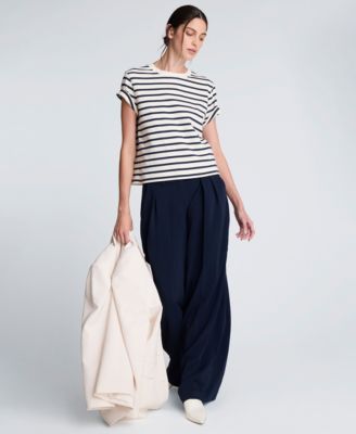 Women's Crewneck Striped Boxy T-Shirt