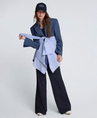 Women's Textured Pinstriped Long-Sleeve Jacket