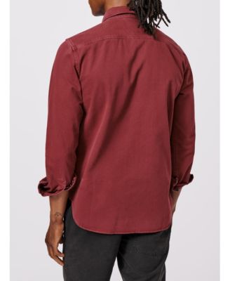 Men's Women s Long-Sleeve Cotton Twill Button-Up Shirt with Double Patch Pockets