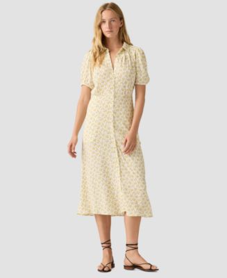 cream marvelous garden short sleeve midi dress Shell Garden Off-White Sleeveless Midi Dress