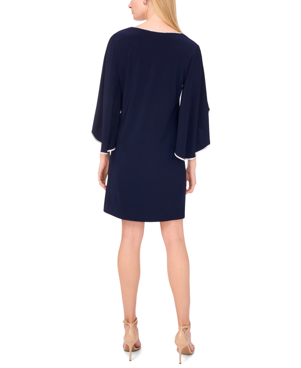 Msk Women's V-Neck Cape-Sleeve Dress