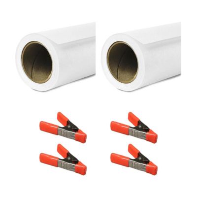 86"x18' Widetone Seamless Background Paper, 2-Pack, Bundle with 4x 1-1/4x1" Steel Spring  Clamp