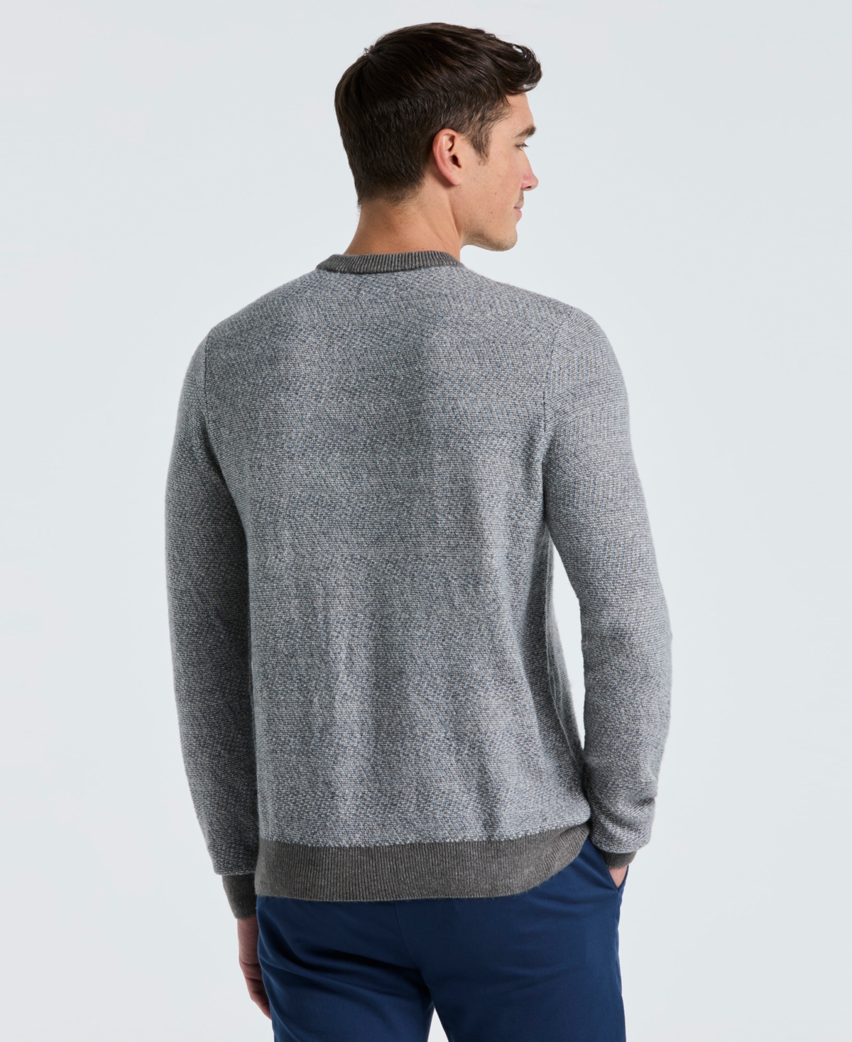Perry Ellis Men's Herringbone Crew Neck Sweater In Gray