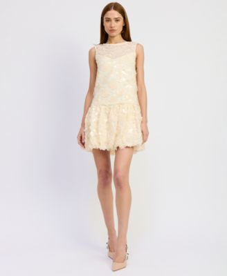 Women's Emryn Crewneck Sleeveless Bubble Hem Shift Mini Dress