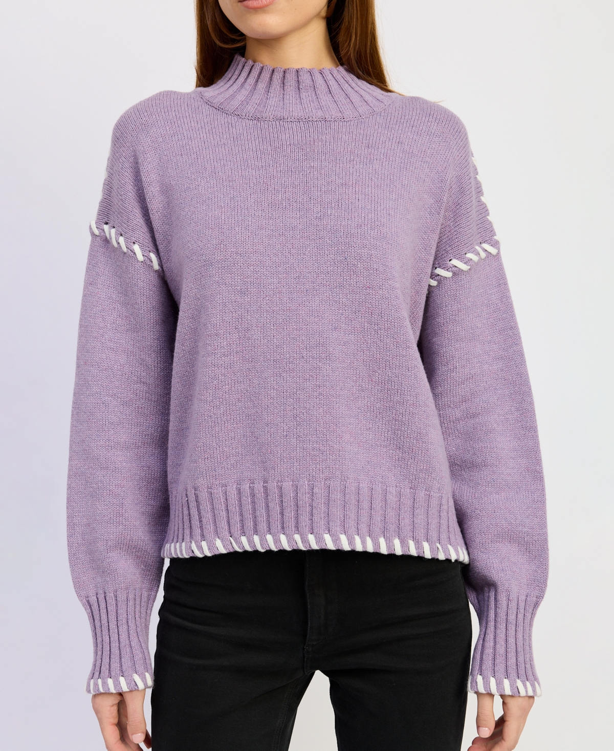 En Saison Women's Merril Whip Stitch Crewneck Sweater
