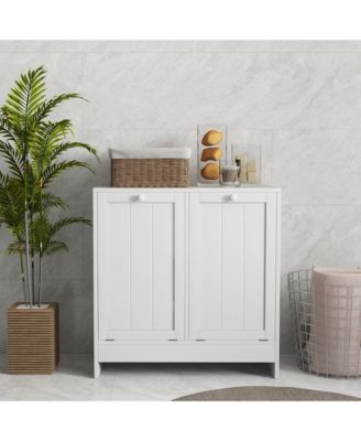 26" W  Engineered Wood 2 Hamper Compartments Tilt-out Laundry Storage Cabinet