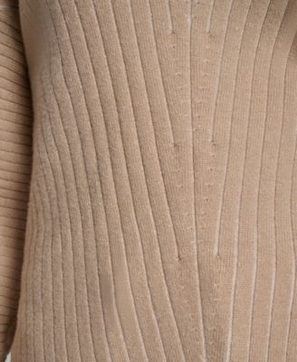 Women's V-Neck Long-Sleeve Rib-Knit Sweater 