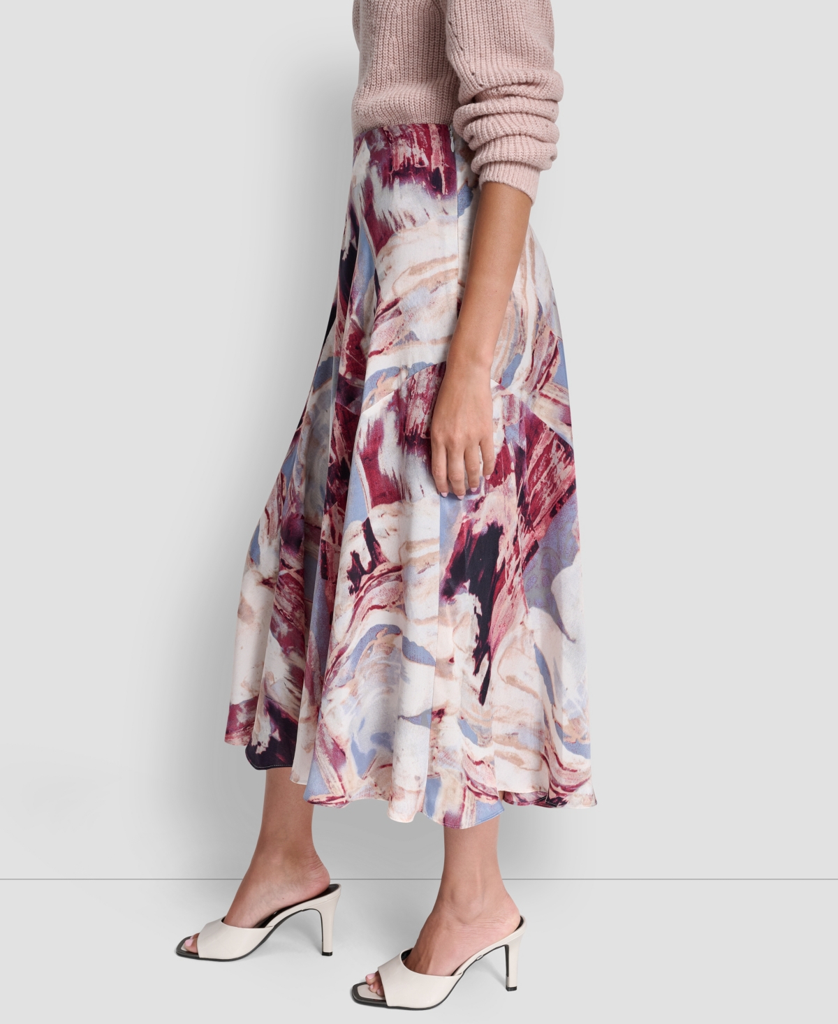 Dkny Women's Printed Bias-cut A-line Midi Skirt In Multi