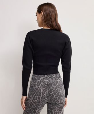 Women's V-Neck Front Zipper Sweater