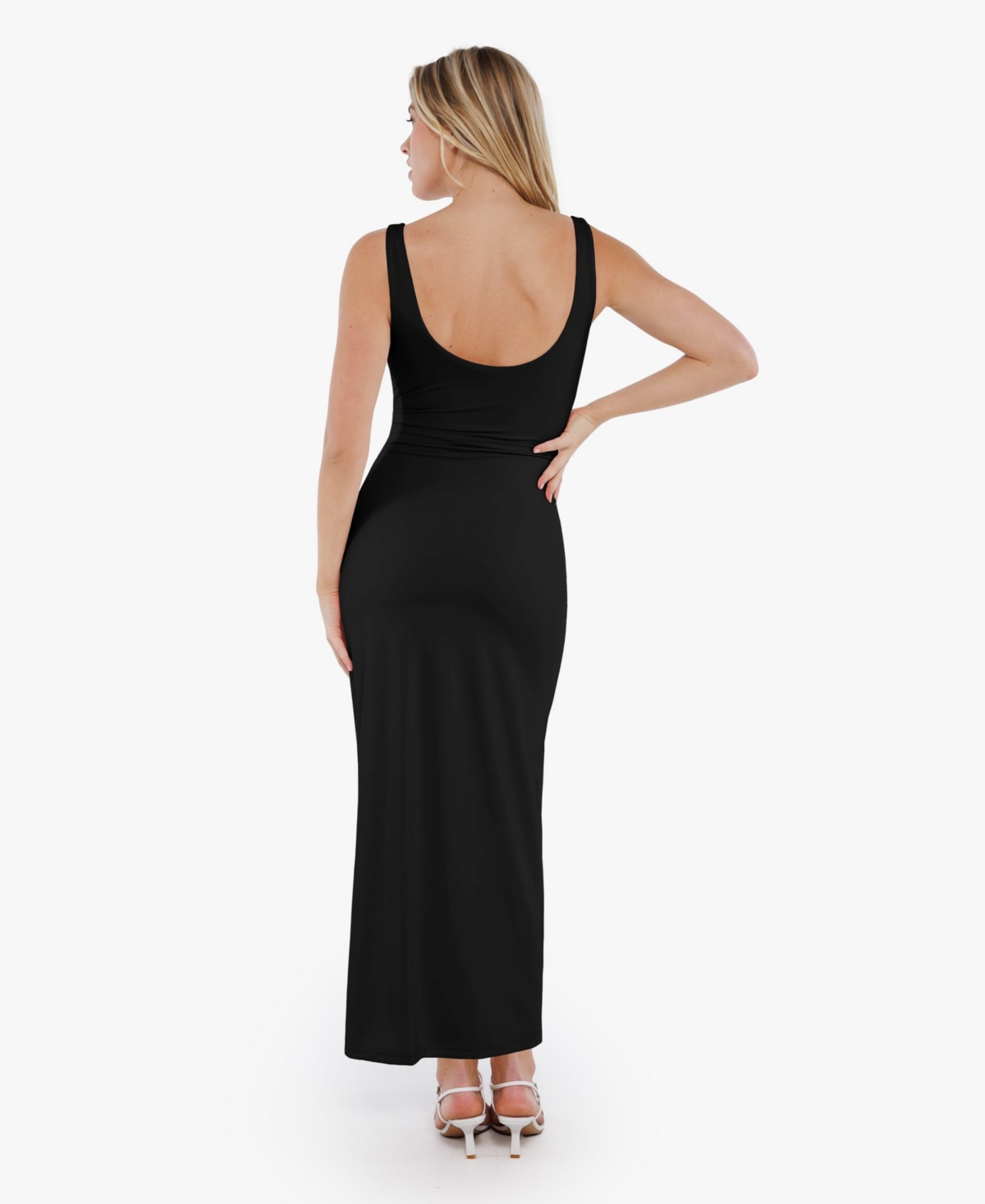 Popilush Women's Shapewear Boatneck Draped Sculpting Maxi Dress