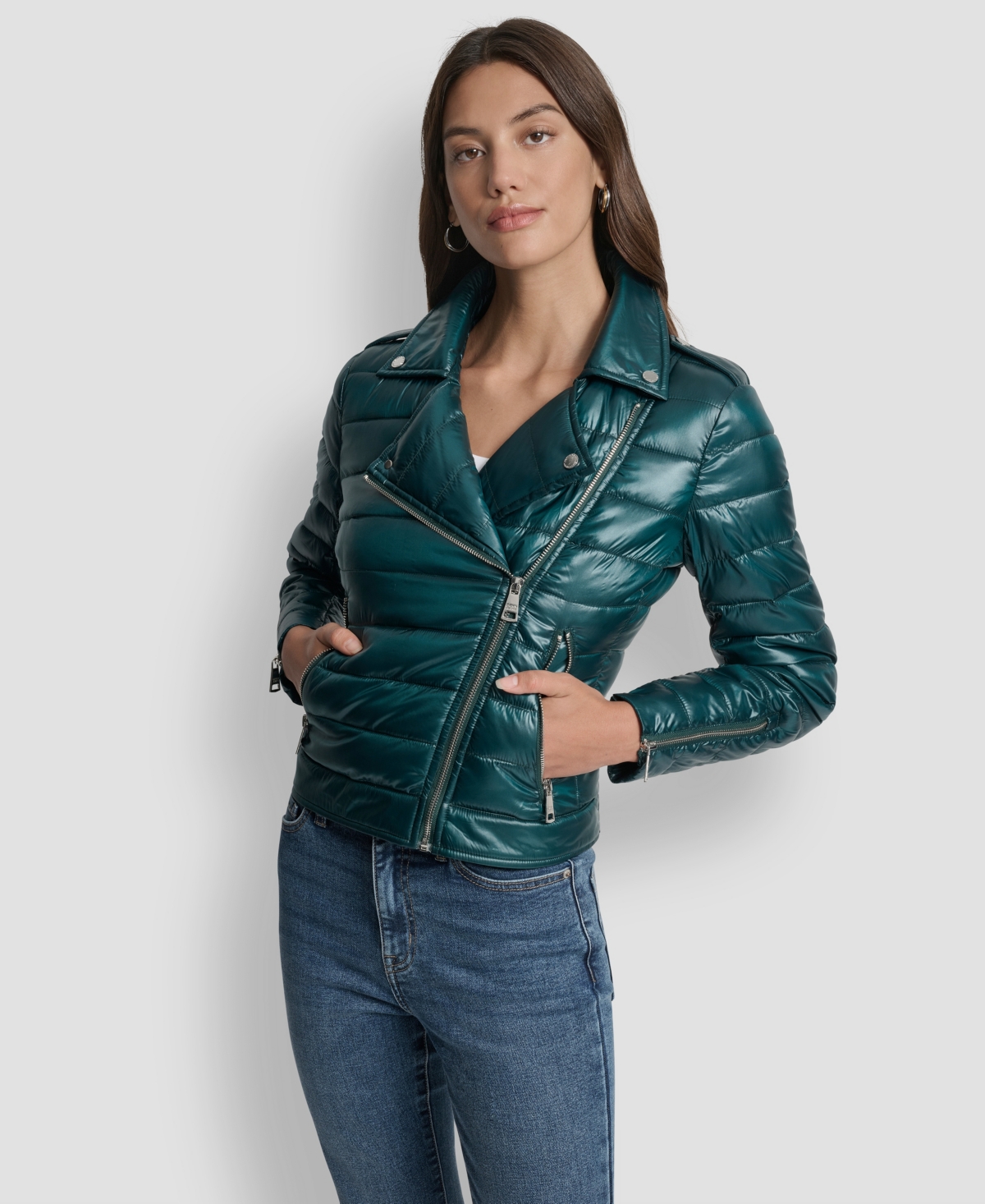 Dkny Jeans Women's Lightweight Zip-Front Puffer Jacket