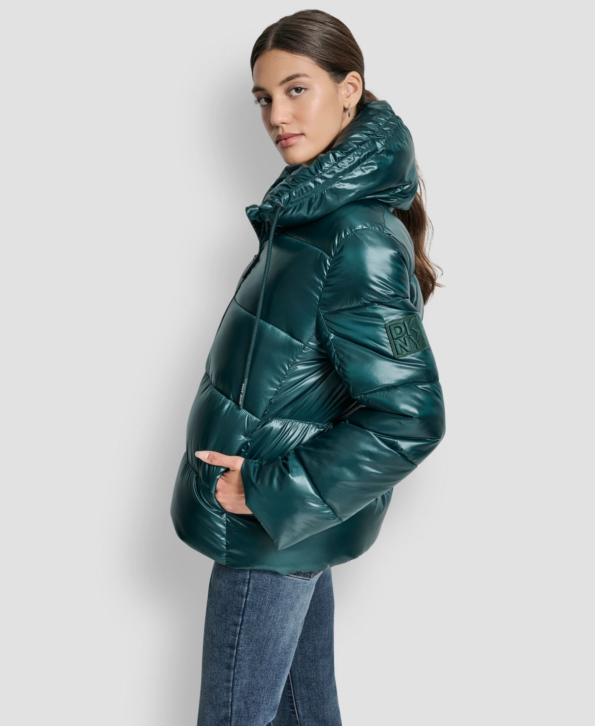 Dkny Jeans Women's Long Sleeve Quilted Puffer Jacket