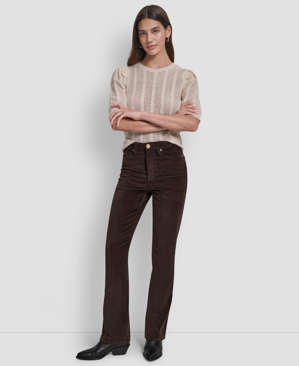 Dkny Jeans Women's High-rise Bootcut Jeans In Brown