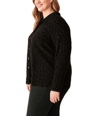 Plus Size Cheetah Burnout Button front closure Shirt