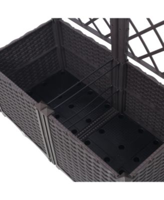 Poly Rattan Raised Bed Trellis with Removable Pots
