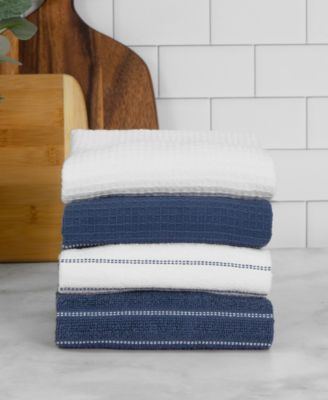 Skipping Stripe Wave Cotton Kitchen Towels, Set of 4