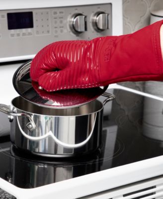 Ribbed Silicone Cotton Twill Potholders Oven Mitts, Set of 4